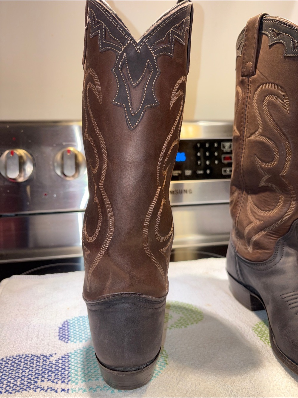 Dan post 2 Tone Cowboy Boots Leather Woman’s Sz 6.5 - Picture 4 of 13
